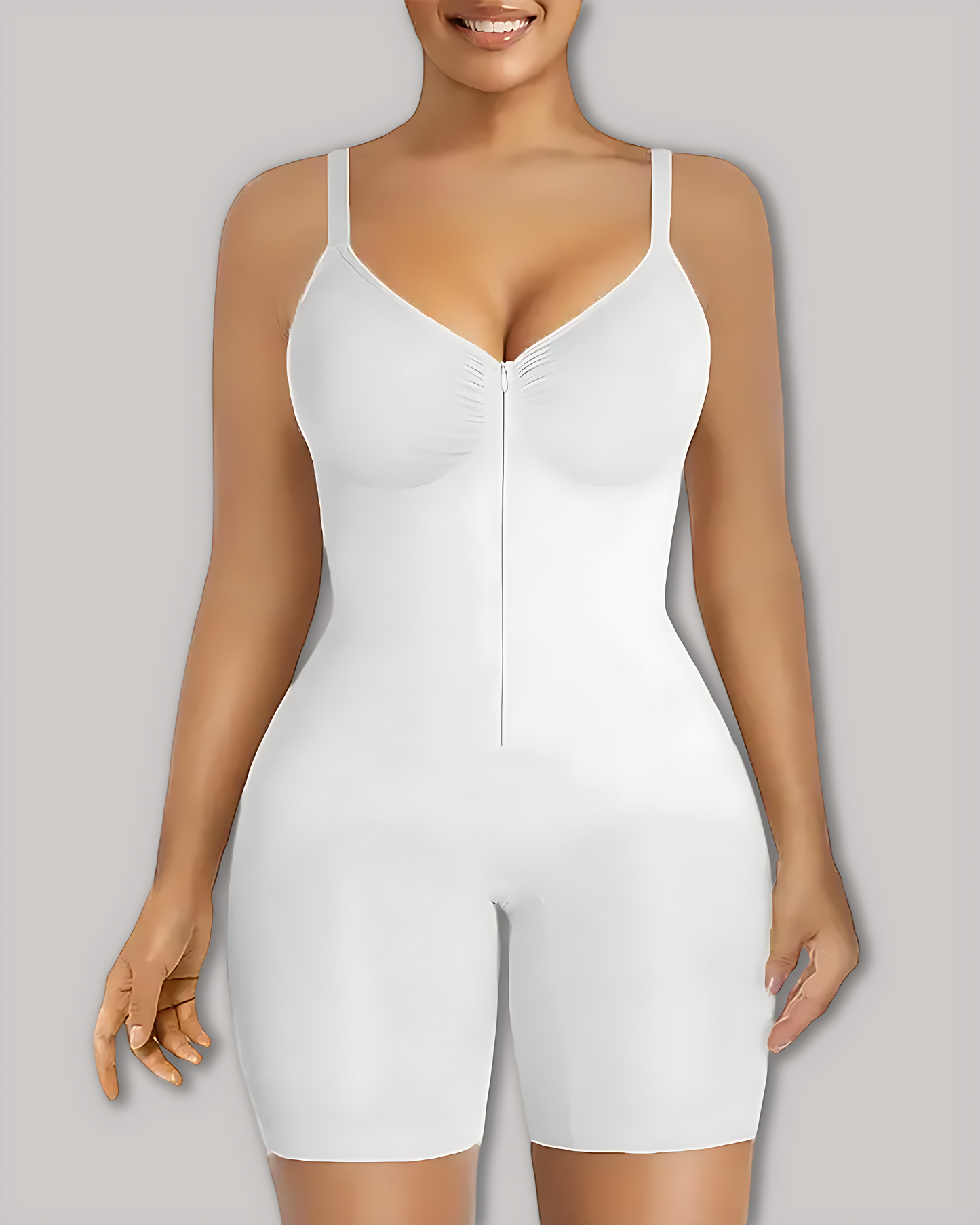 Women's High Elastic Zipper Adjustable Straps Breathable Mesh Design Tummy Control Body Shaper