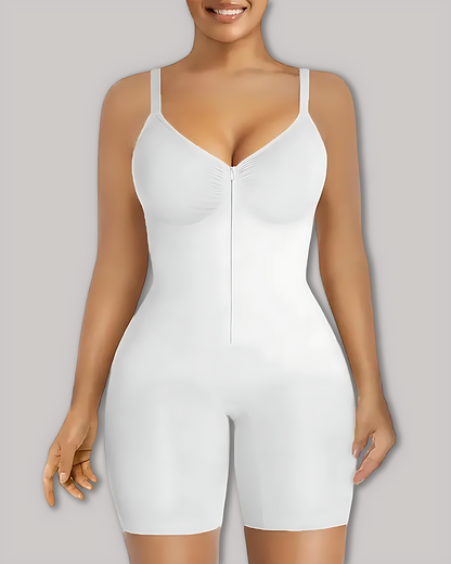 Women's High Elastic Zipper Adjustable Straps Breathable Mesh Design Tummy Control Body Shaper