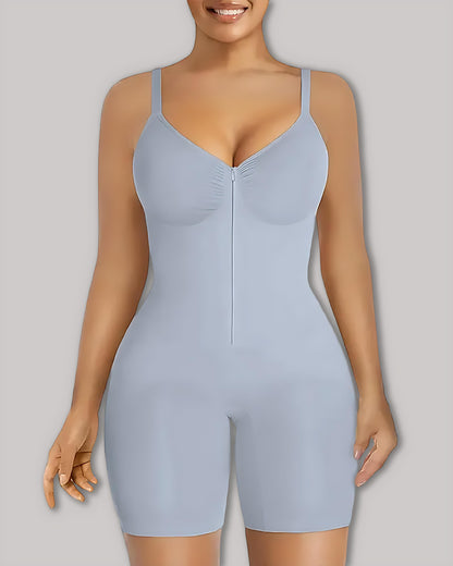 Women's High Elastic Zipper Adjustable Straps Breathable Mesh Design Tummy Control Body Shaper