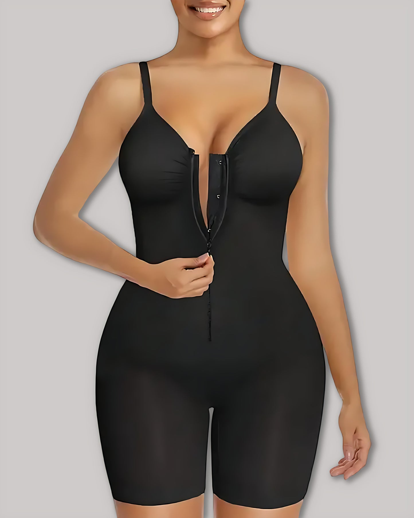 Women's High Elastic Zipper Adjustable Straps Breathable Mesh Design Tummy Control Body Shaper