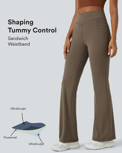 High-Waist Tummy Control Flare Leggings with Pockets