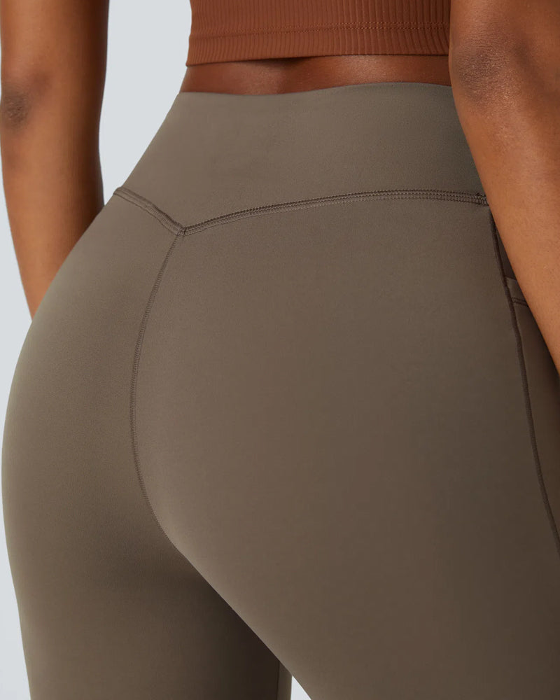 High-Waist Tummy Control Flare Leggings with Pockets