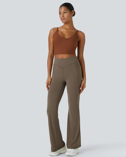 High-Waist Tummy Control Flare Leggings with Pockets