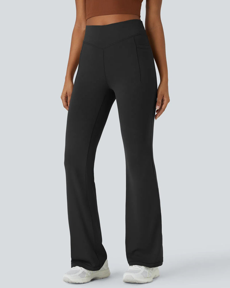 High-Waist Tummy Control Flare Leggings with Pockets